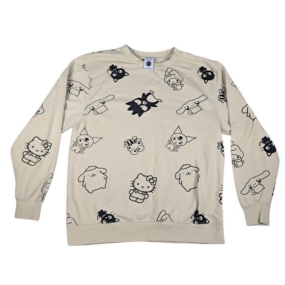 Sanrio Sweaters - Sanrio Hello Kitty Sweater Womens XL Beige All Over Print Crewneck Longsleeve